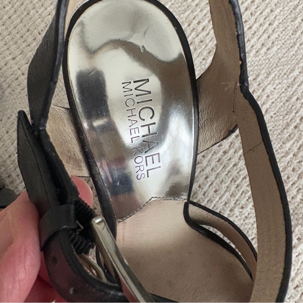 Michael Kors Oksana Black leather High Heel Sandals 6.5 - 7 - Picture 12 of 15